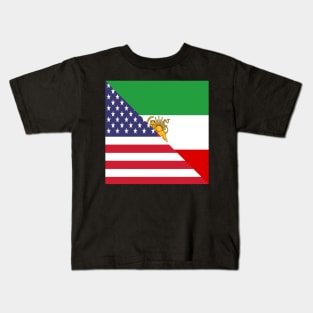 Old Iranian American Flag Half Iran USA Kids T-Shirt